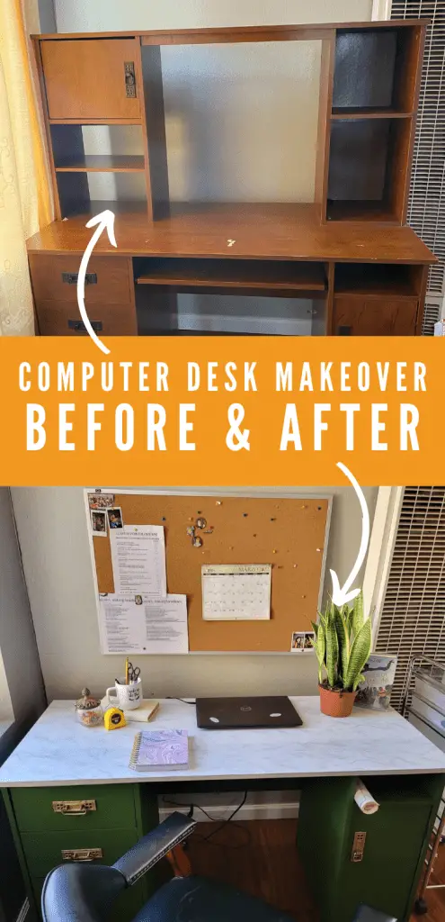 how to turn an old computer desk into a work station
