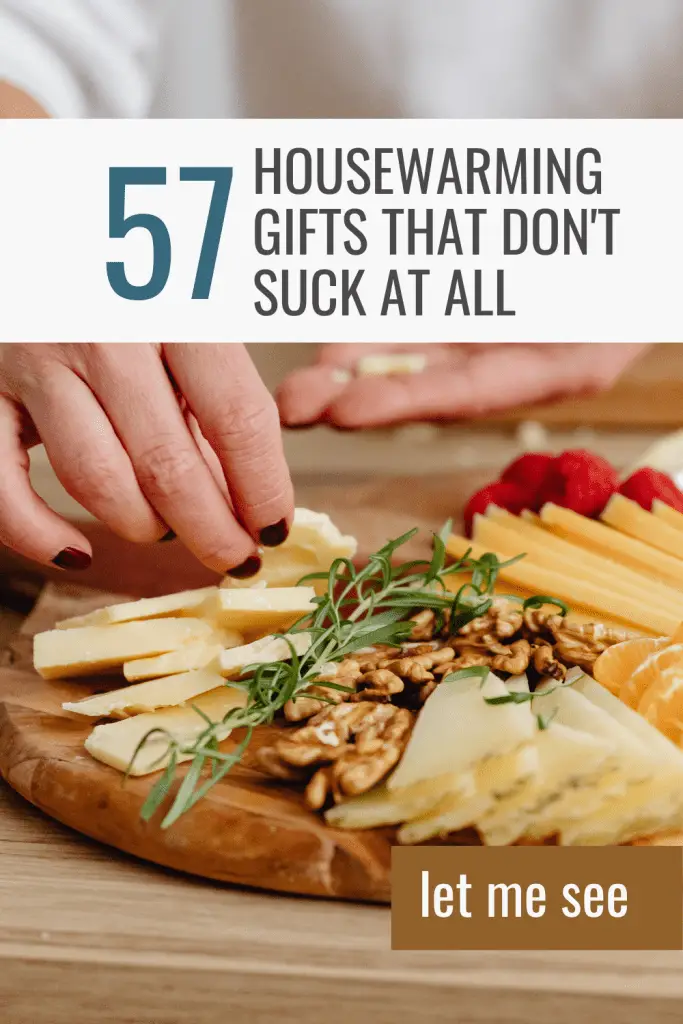 57 housewarming gifts that don't suck at all with a picture of someone with nail polish picking cold foods off a charcuterie board
